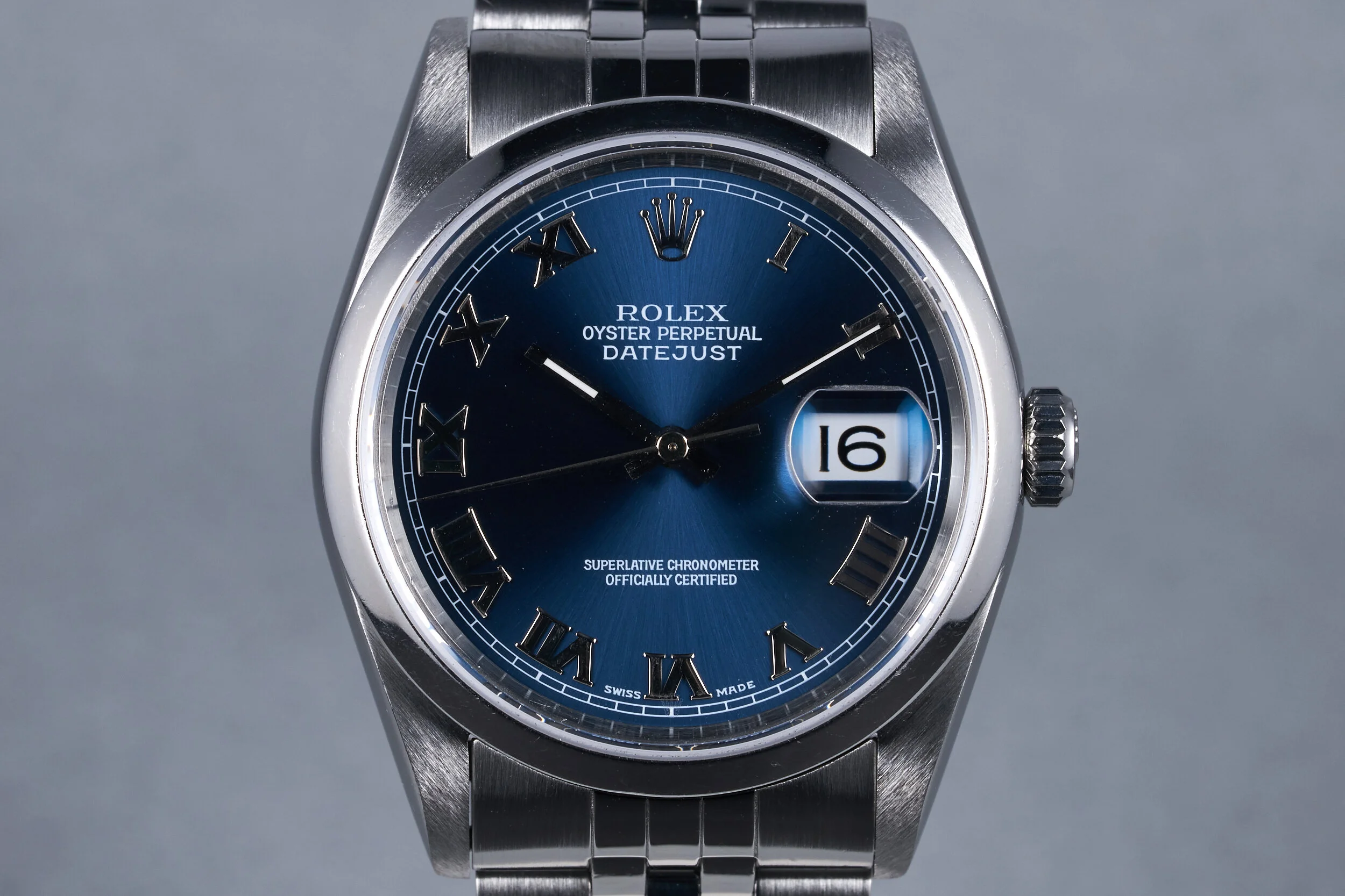 1997 Rolex&nbsp;Datejust&nbsp;Ref:&nbsp;16200&nbsp;Blue Roman&nbsp;Dial with Papers