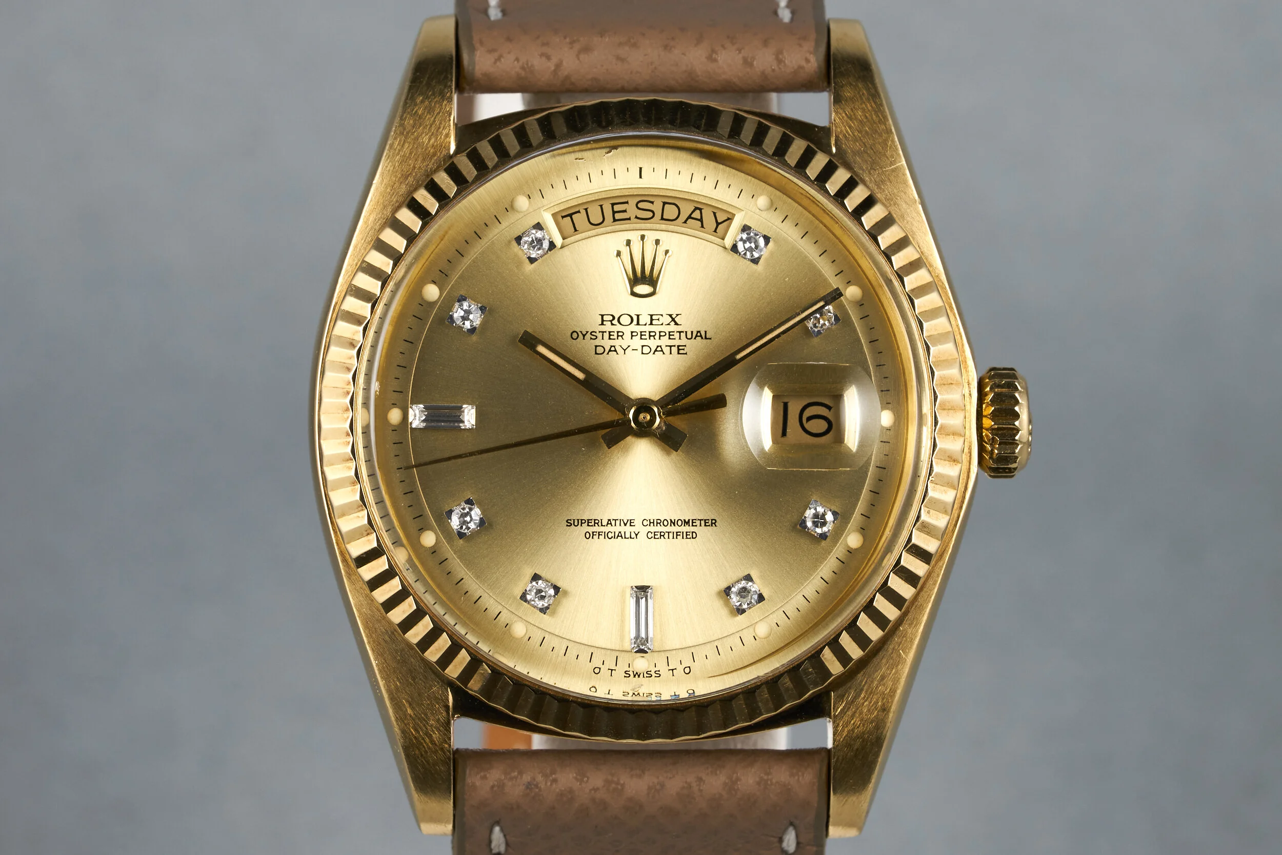 1972 Rolex YG Day-Date Ref: 1803 Factory Champagne Sigma Diamond Dial