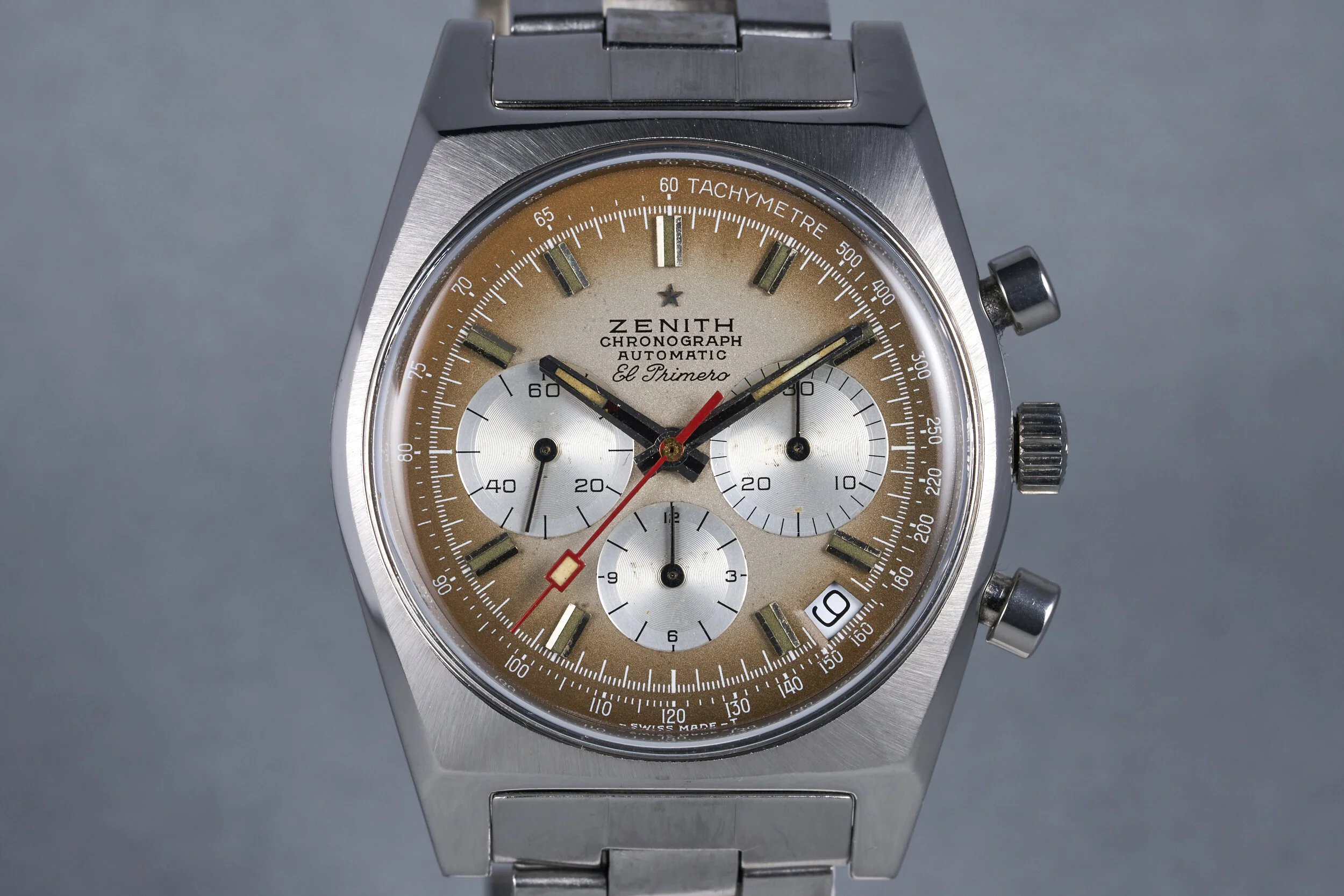 1971 Zenith El Primero Ref: A385 Smokey Khaki Dial with GF Ladder Bracelet