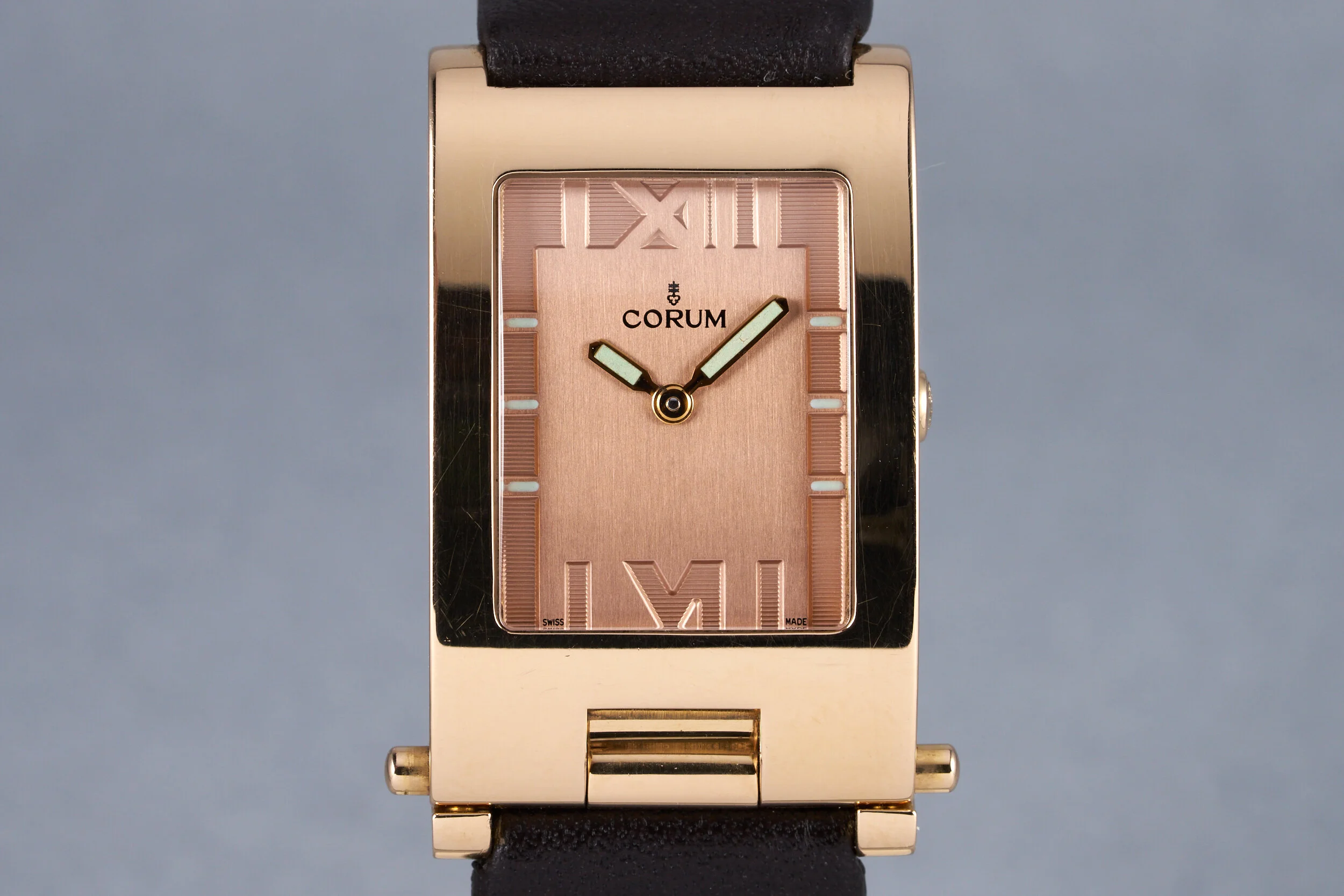Corum 18K RG Tabogan Quartz Flip-Up Ref: 64.151.55 with Box and Papers