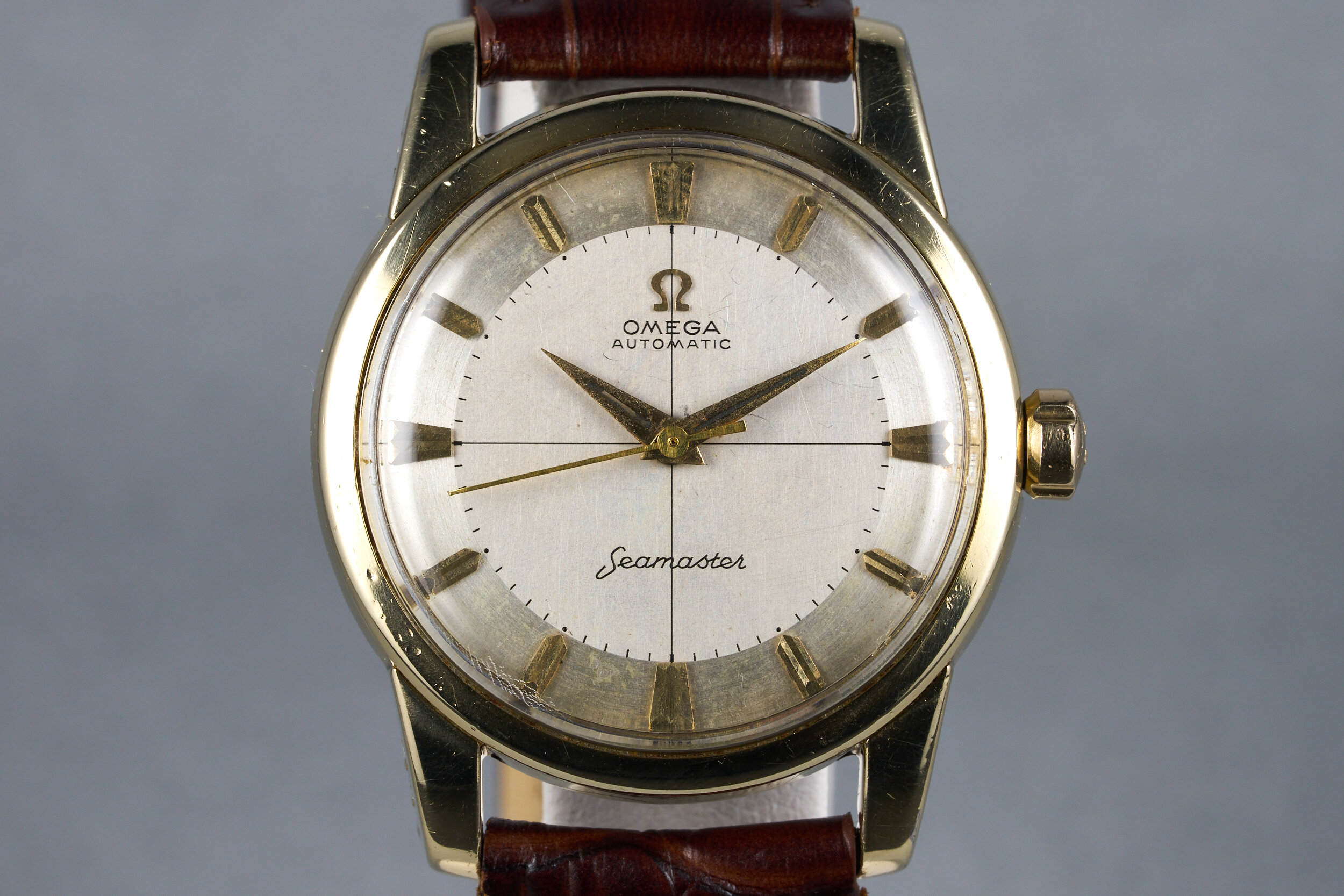 1955 Omega Gold Shell Seamaster Ref: 2846-2848 with Silver Crosshair Dial