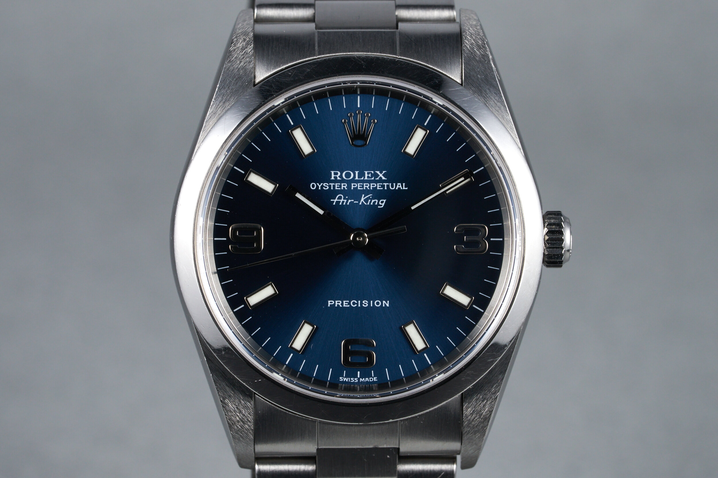 2000 Rolex Air-King Ref: 14000M Blue Dial with Box and Papers