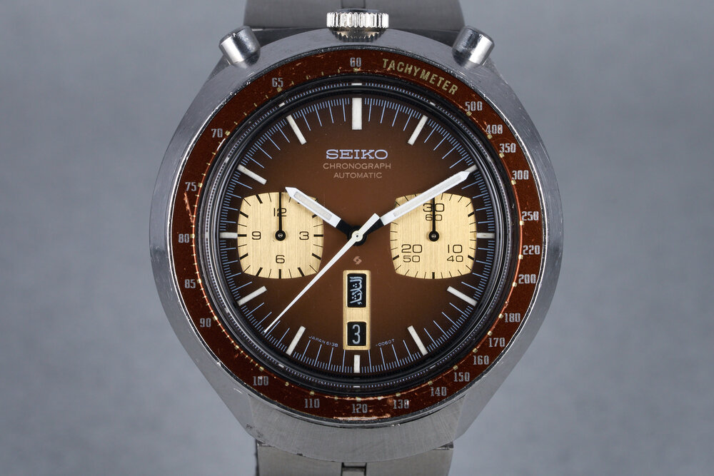 1970s Seiko Automatic Bullhead Chronograph Ref: 6138-0060 Brown — Oyster  Palace
