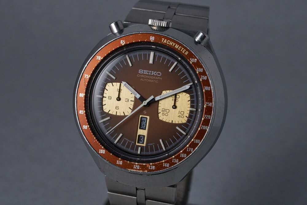 1970s Seiko Automatic Bullhead Chronograph Ref: 6138-0060 Brown — Oyster  Palace