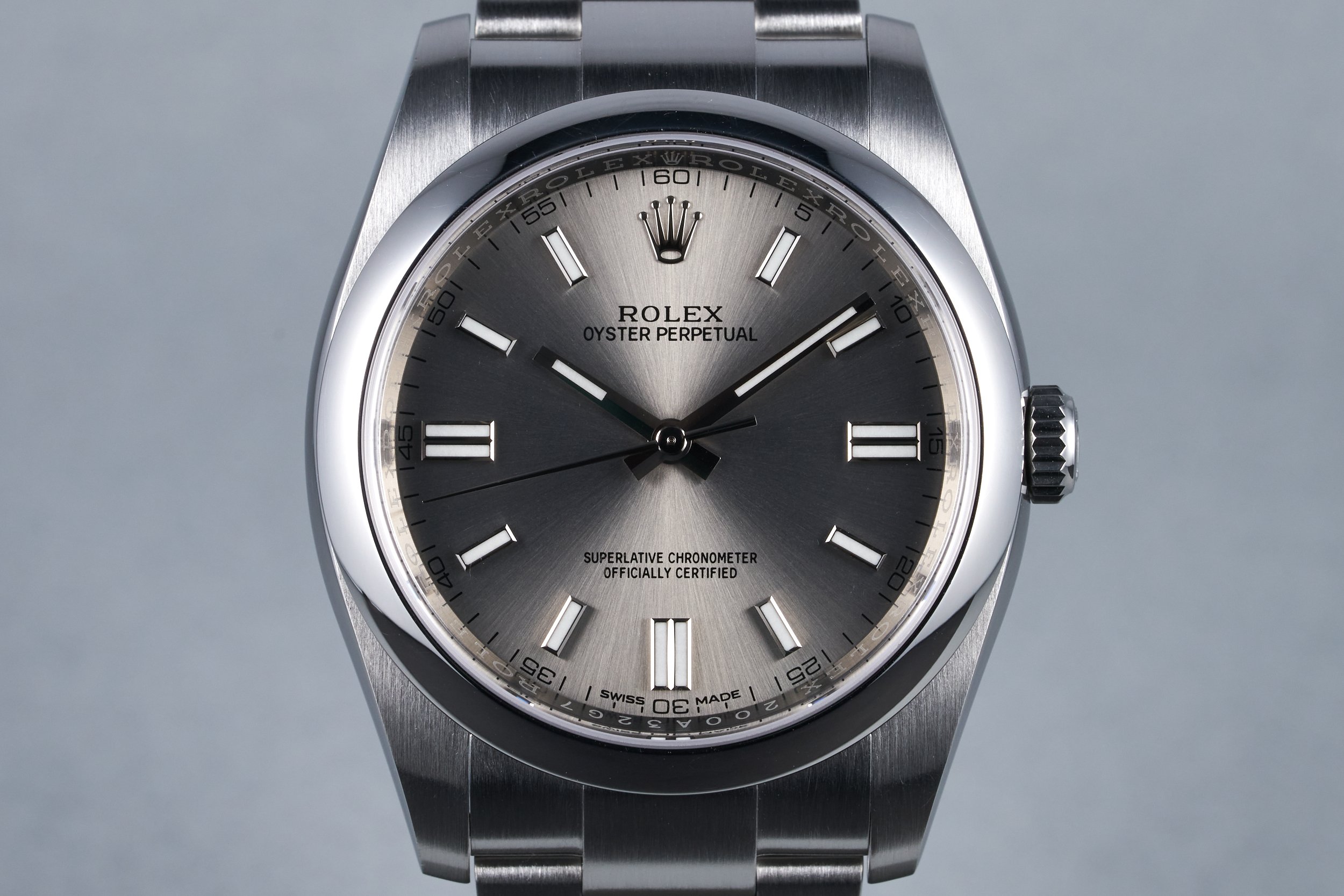 2019 Rolex Oyster Perpetual Ref: 116000 Gray Dial with Box and Papers