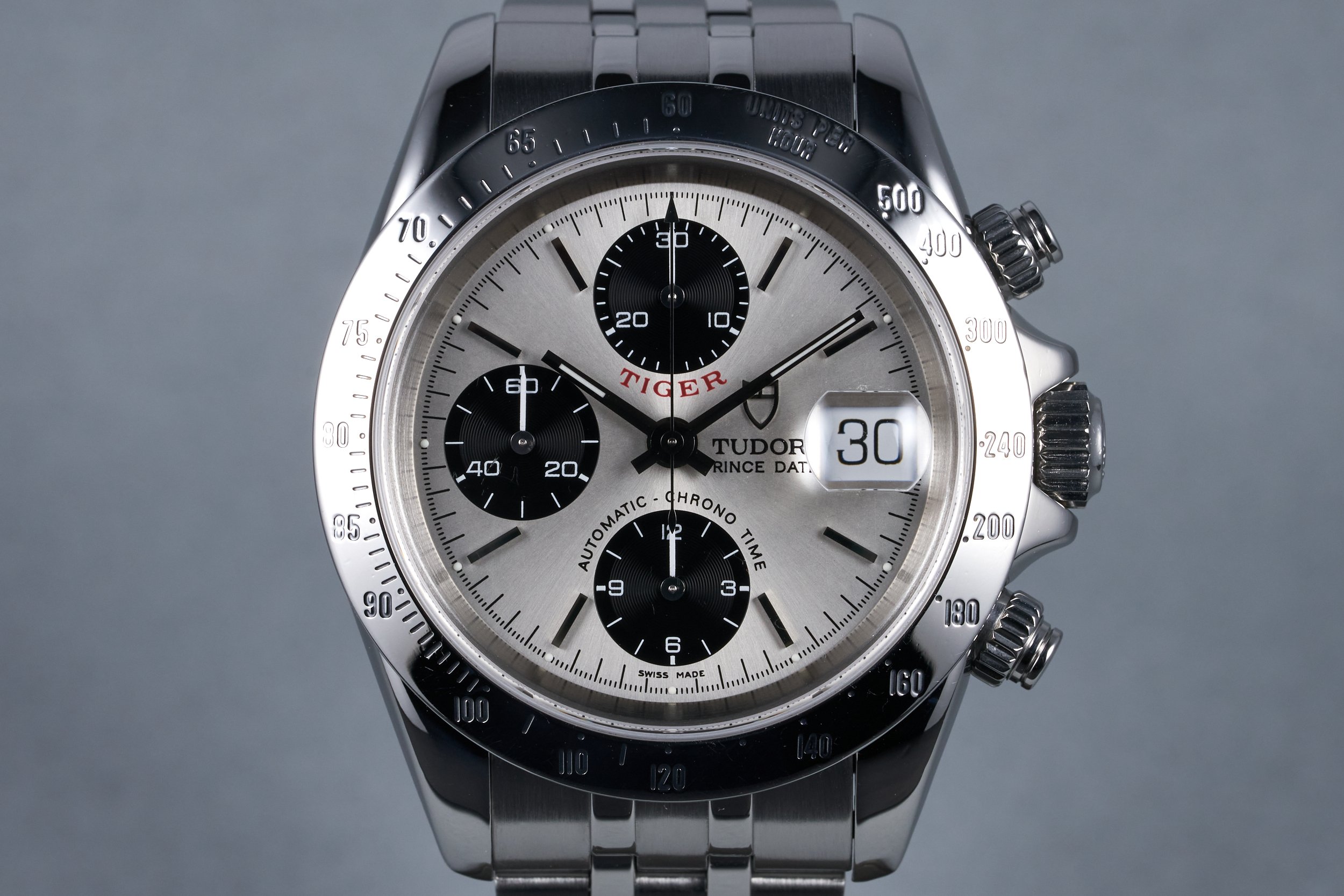 2001 Tudor Tiger Chronograph Ref: 79280P Silver Dial with Box and Papers