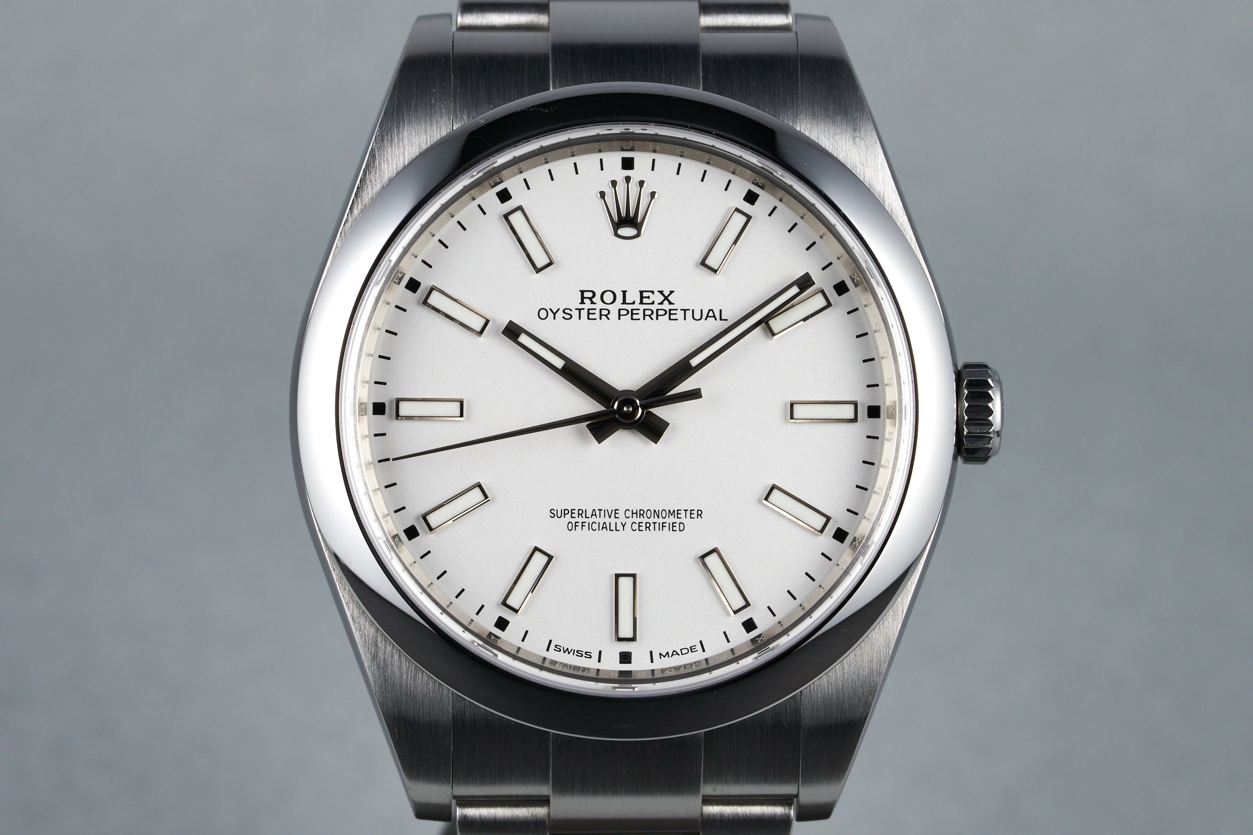 2019 Rolex Oyster Perpetual 39 Ref: 114300 White Dial with Box and Papers
