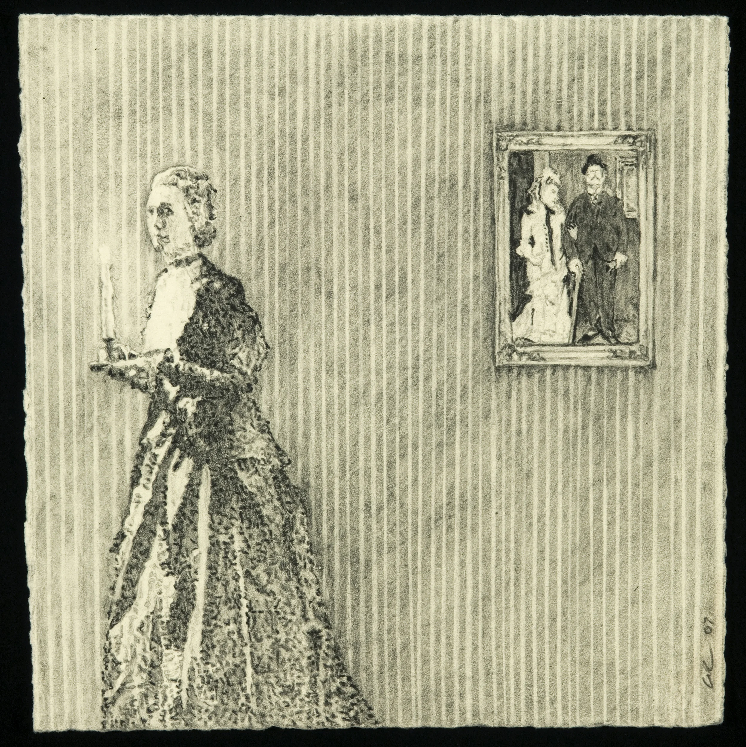 Walking Toward A Window With A Candle In Her Hand