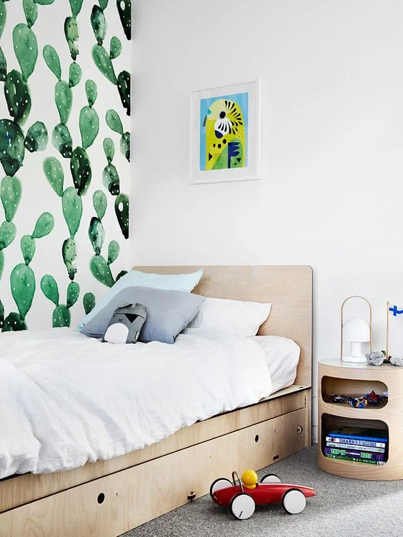 This room belongs to a cactus lover. Design Lauren Li, Sisalla Interior Design