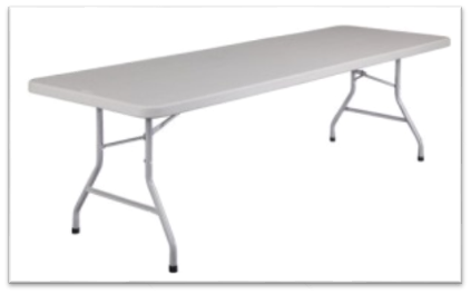   6’ Long Rectangular Tables (Sits 6-8)    4’ Long Rectangular Tables (Sits 4)  