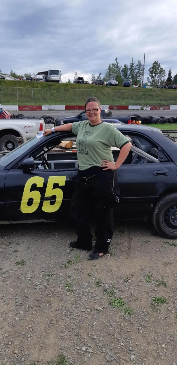 Horizon race car back in action after a major crash. Driver Lori Rysner pictured.