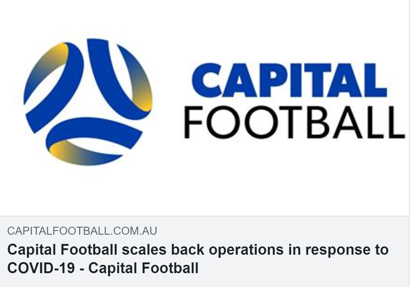 Capital Football - Operational Scale Back - COVID-19