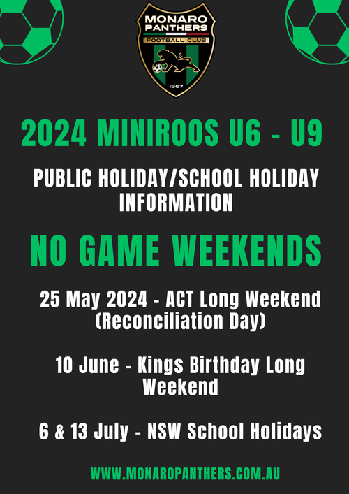 MPFC - 2024 - u6 - u9 Miniroos No Game Weekends Information