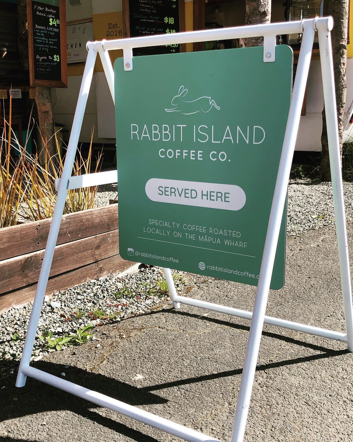 We have received this new cool sign from @rabbitislandcoffee Thank you guys very much.! It looks great &amp; really fits into our environment @zenskitchen.realfood!!! #newcoffeesign #plantbasedfoodcaravan #murchisonnz