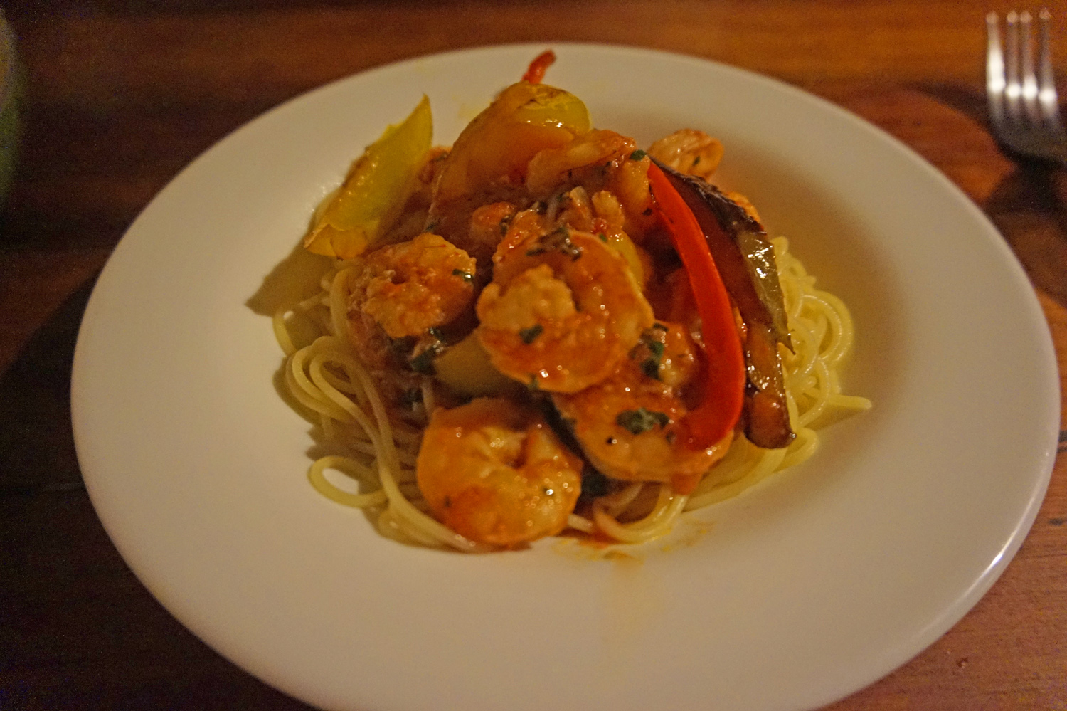 Prawns with Pasta as prepared by Peter