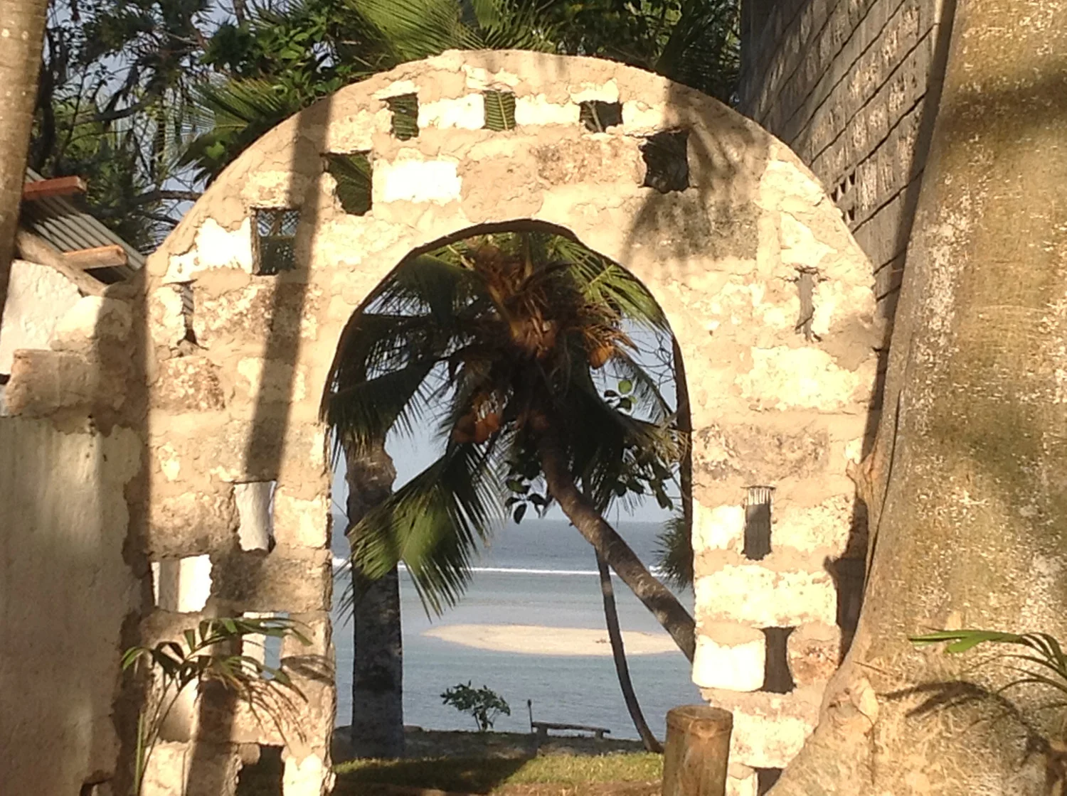 The island through the arch at Pweza