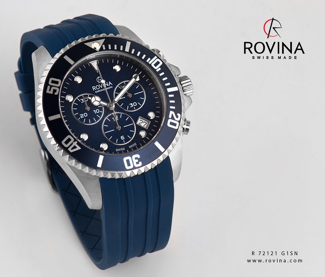 Rovina new gents model in blue rubber and silver case, R 72121 G1SN available now! #Swissmade #Rovina #Rovinawatches #swissmadewatch