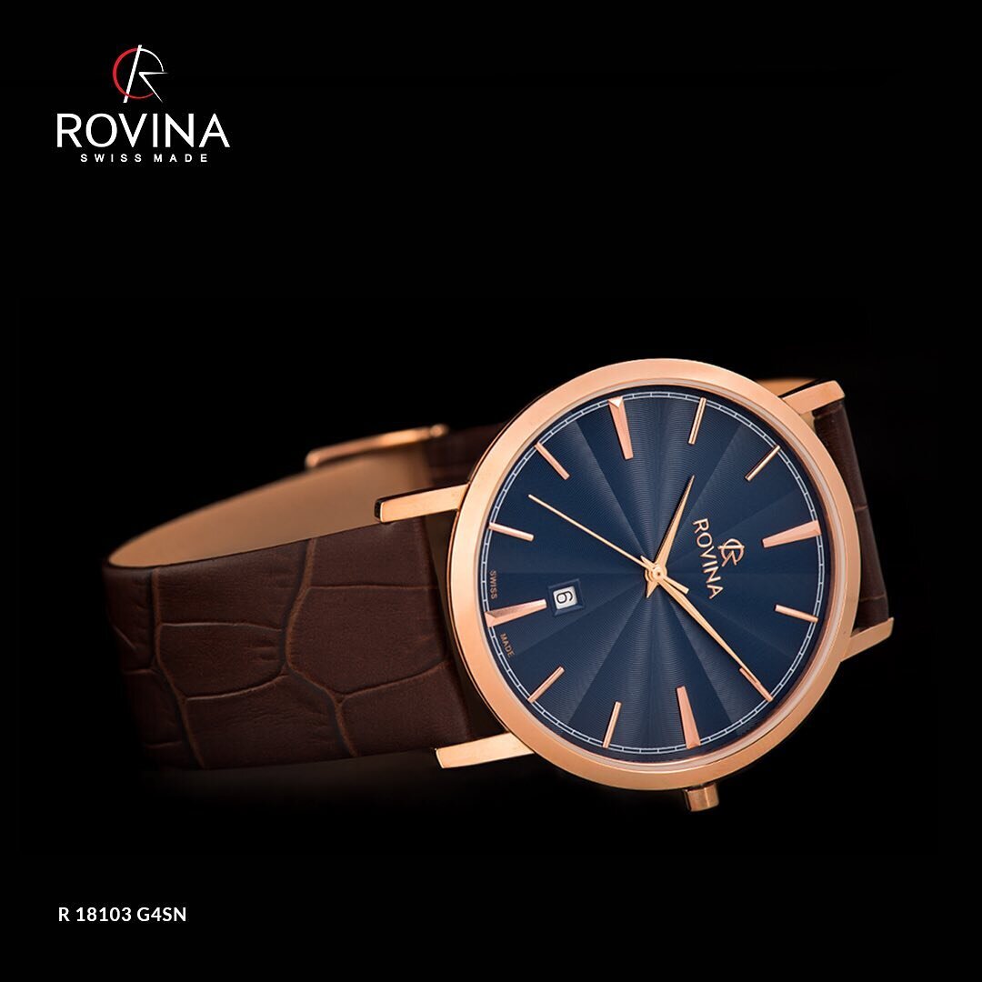 #Rovina gents classic model in genuine leather with sunray dial, R 18103 G4SN available now! #Swissmade