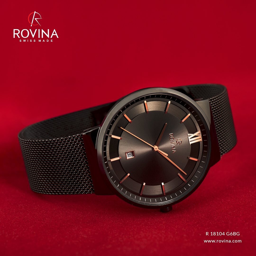 Share the love with Rovina's new gents model in full black mesh and rosegold hour markers, R 18104 G6BG available now! 
.
.
.
.
.
.
#Swissmade #Rovina #Rovinawatches #swissmadewatch #valentine #swiss