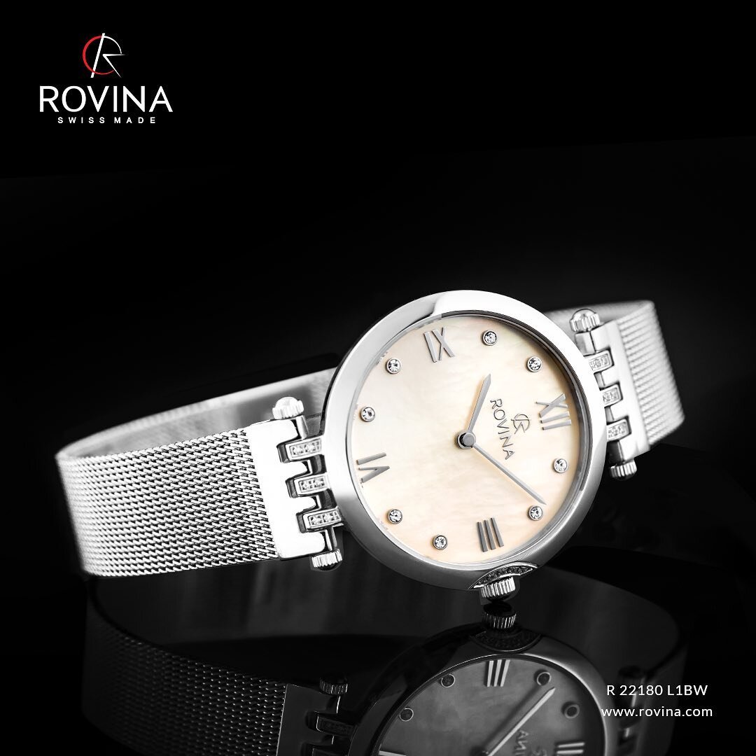 Celebrate her with our new #Rovina model in silver mesh &amp; MOP dial, R 22180 L1BW available now! #swissmade