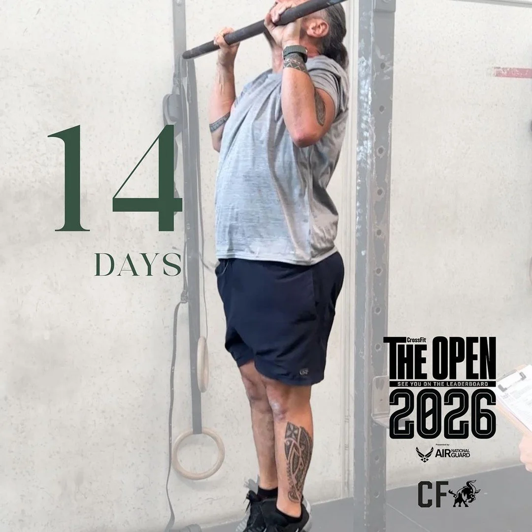 14 days to the CrossFit Open.

14 days until the butterflies.
14 days until &ldquo;just one more rep.&rdquo;
14 days until the whole gym is louder than usual.

This isn&rsquo;t about winning.
It&rsquo;s about showing up.
It&rsquo;s about doing someth