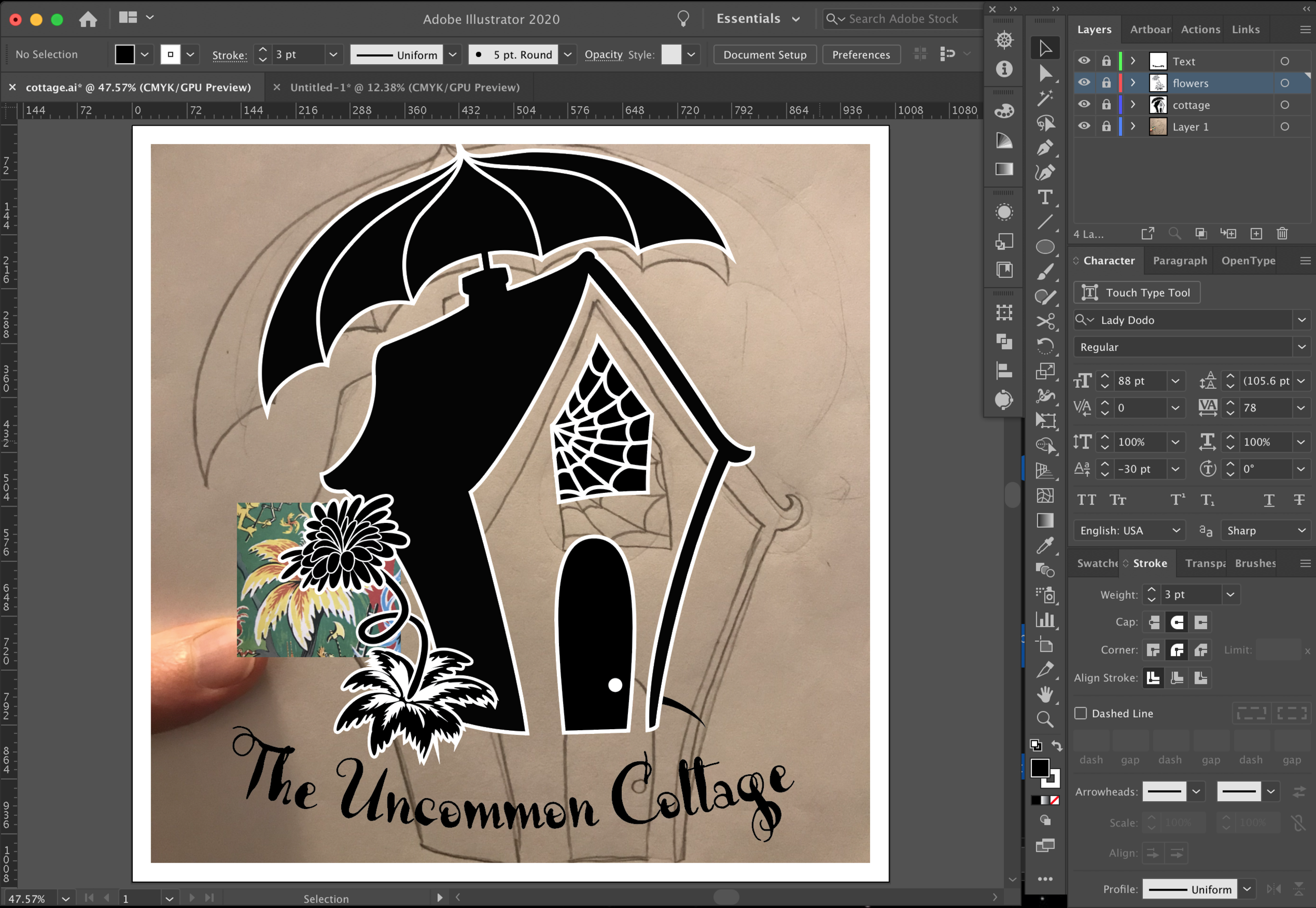  Screenshot of design process using Adobe Illustrator. 