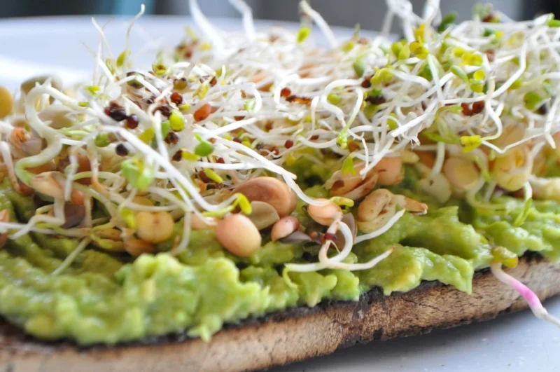 Guacamole and Broccoli Sprouts on toast makes a delicious, healthy, superfood breakfast