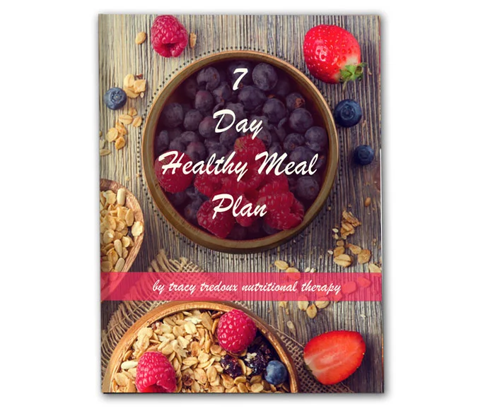 A 7 day healthy eating plan by London nutritional therapist, Tracy Tredoux. Free eBook with meal-by-meal recipes.