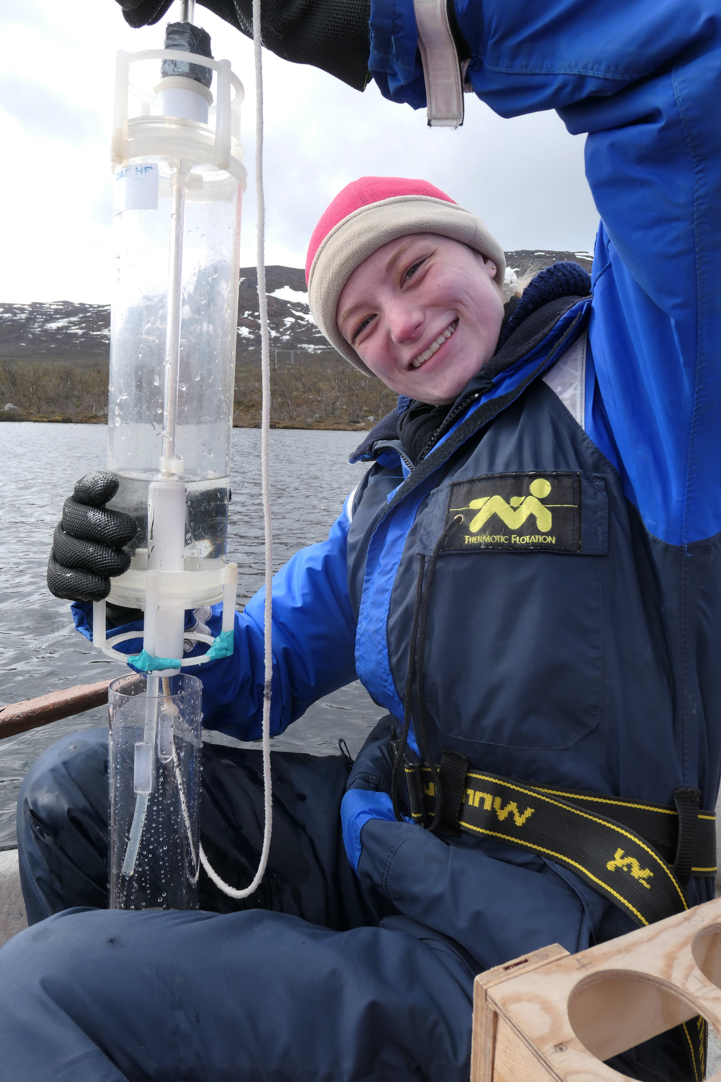 Hannah Beck Water Sample Lake Almberga 03June19 Photo by Joelle.jpg
