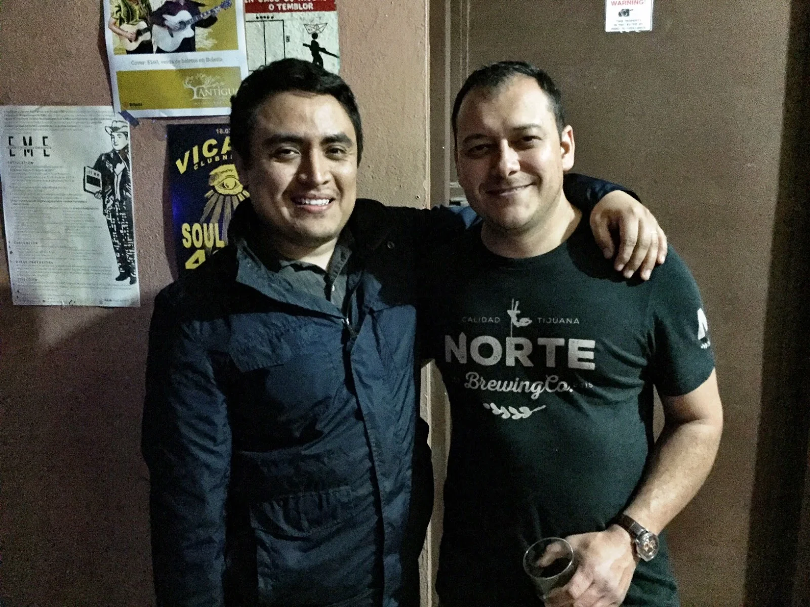 Carlos Macklis (R) of Norte Brewing in Tijuana, with his head brewer.