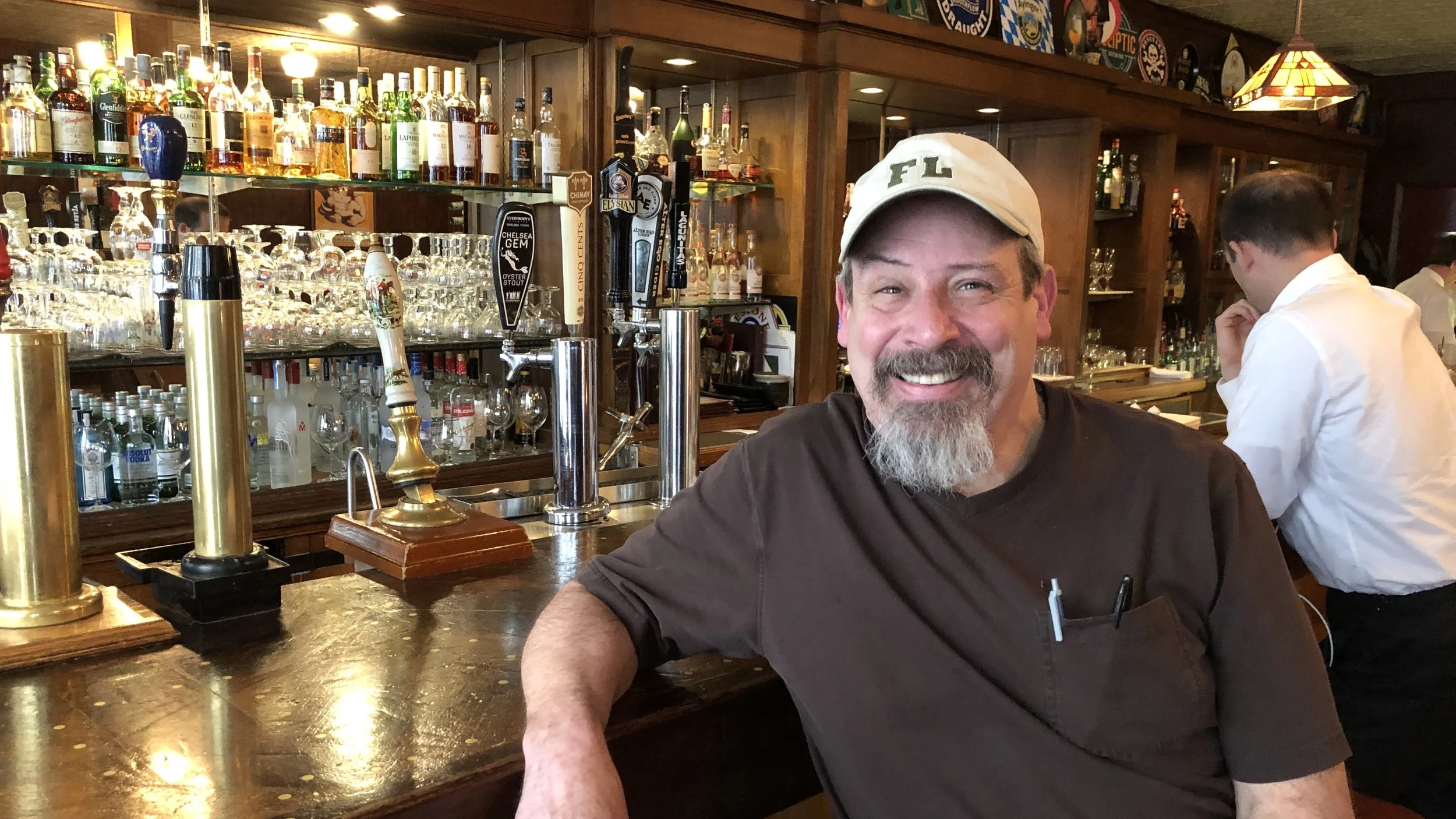 Greg in the Higgins bar, which is the best place in the city to find world-class imports. We drank Saison Dupont when I met Greg there.
