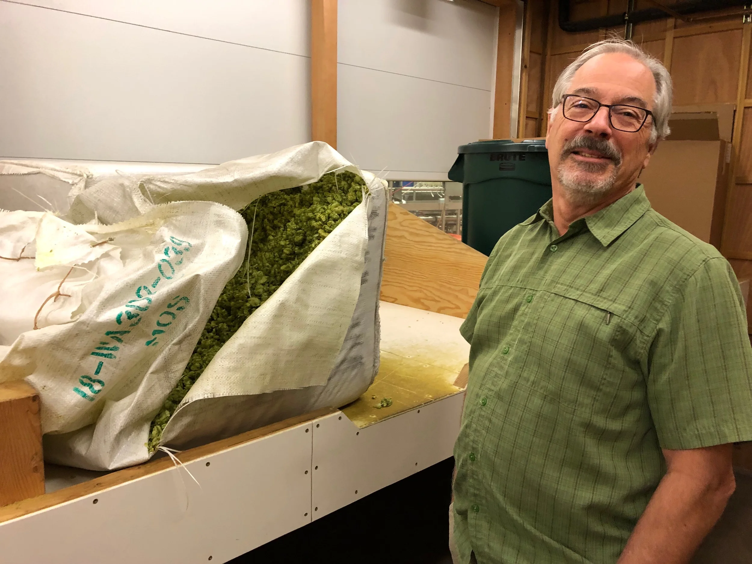 Larry Sidor in his hop storage room at Crux.