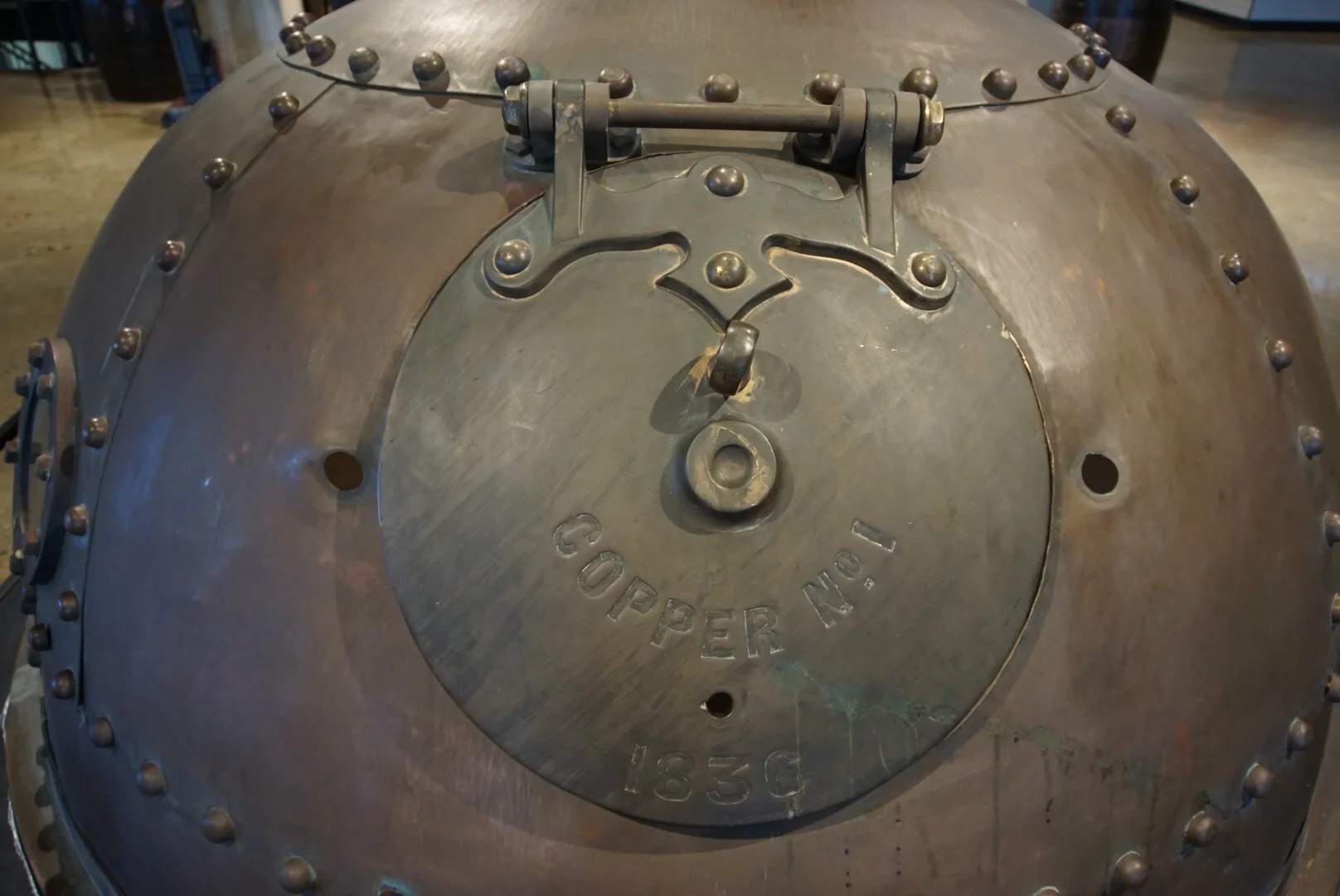 Original kettle on display.