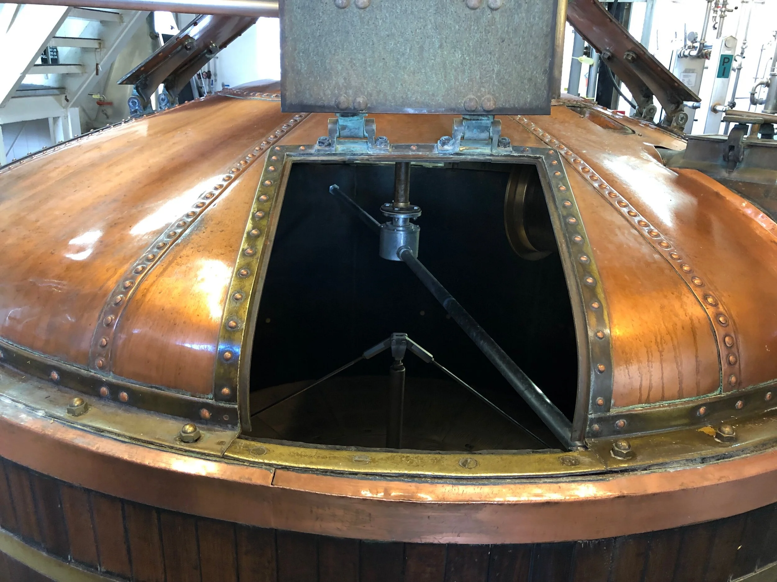 A copper-clad cast-iron mash tun. The brewery has a more recent one as well, but it’s not as romantic.