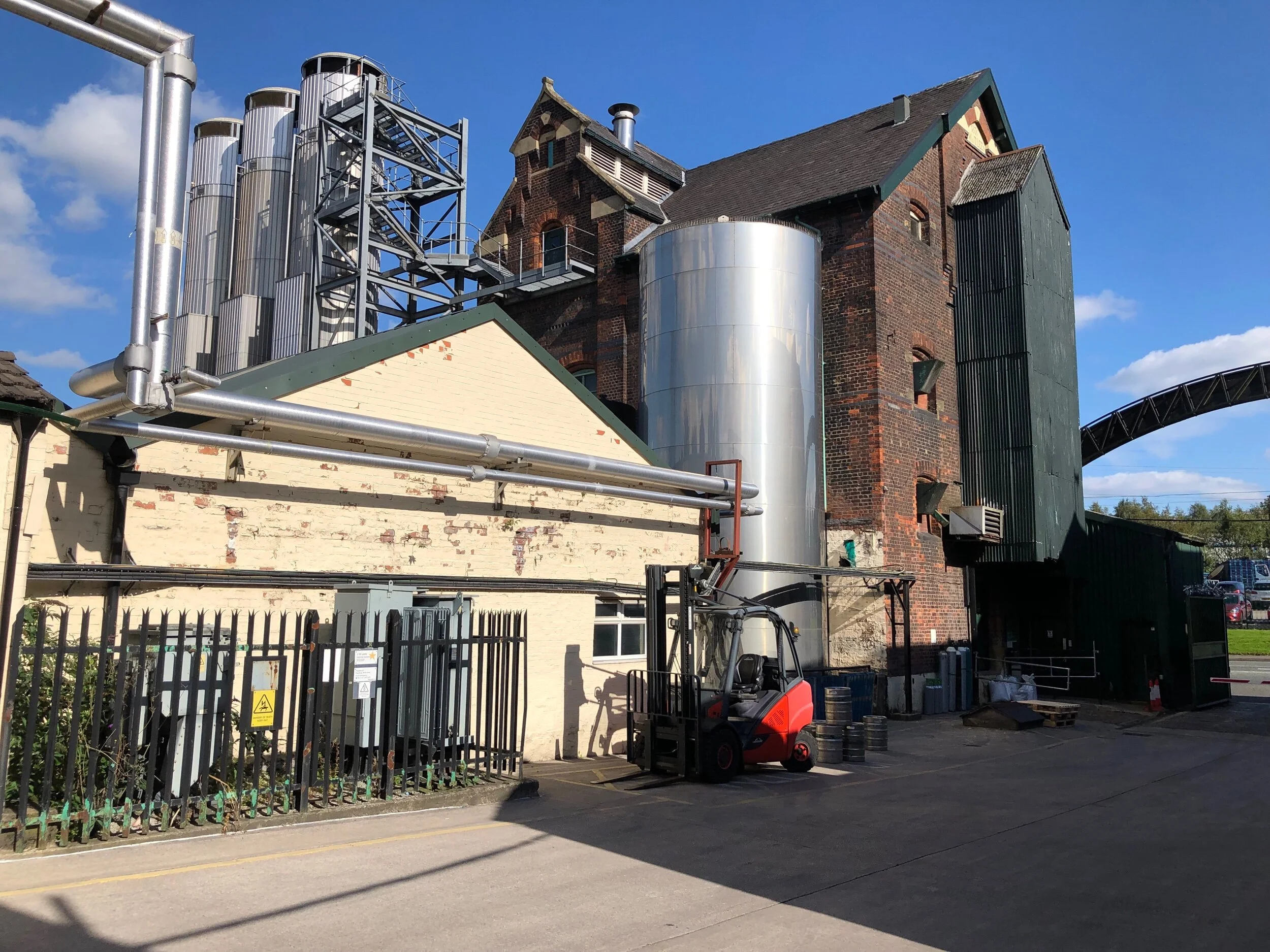 More brewery yard. Lees also contract brews for Carlsberg.