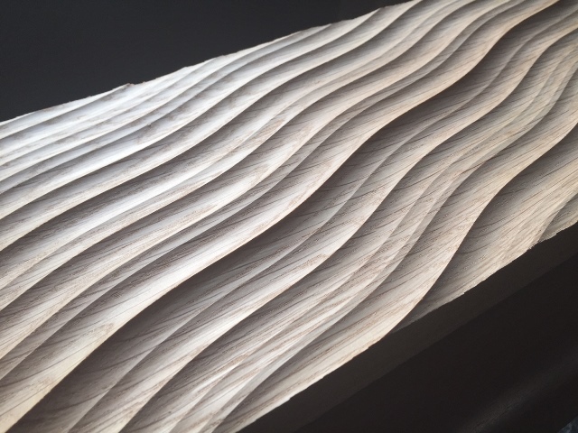 Wave texture cut in a single pass with 1" ballnose tool. 