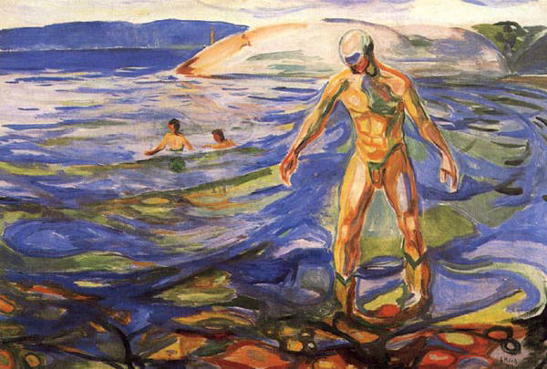 Badende mann (1918) - Edvard Munch. Wikiart.