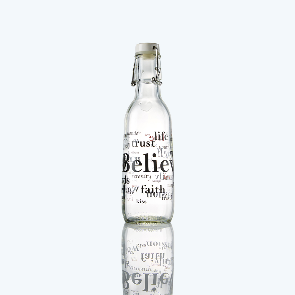 Made in USA - Believe — Love Bottle - Beautiful Reusable Glass Water Bottles