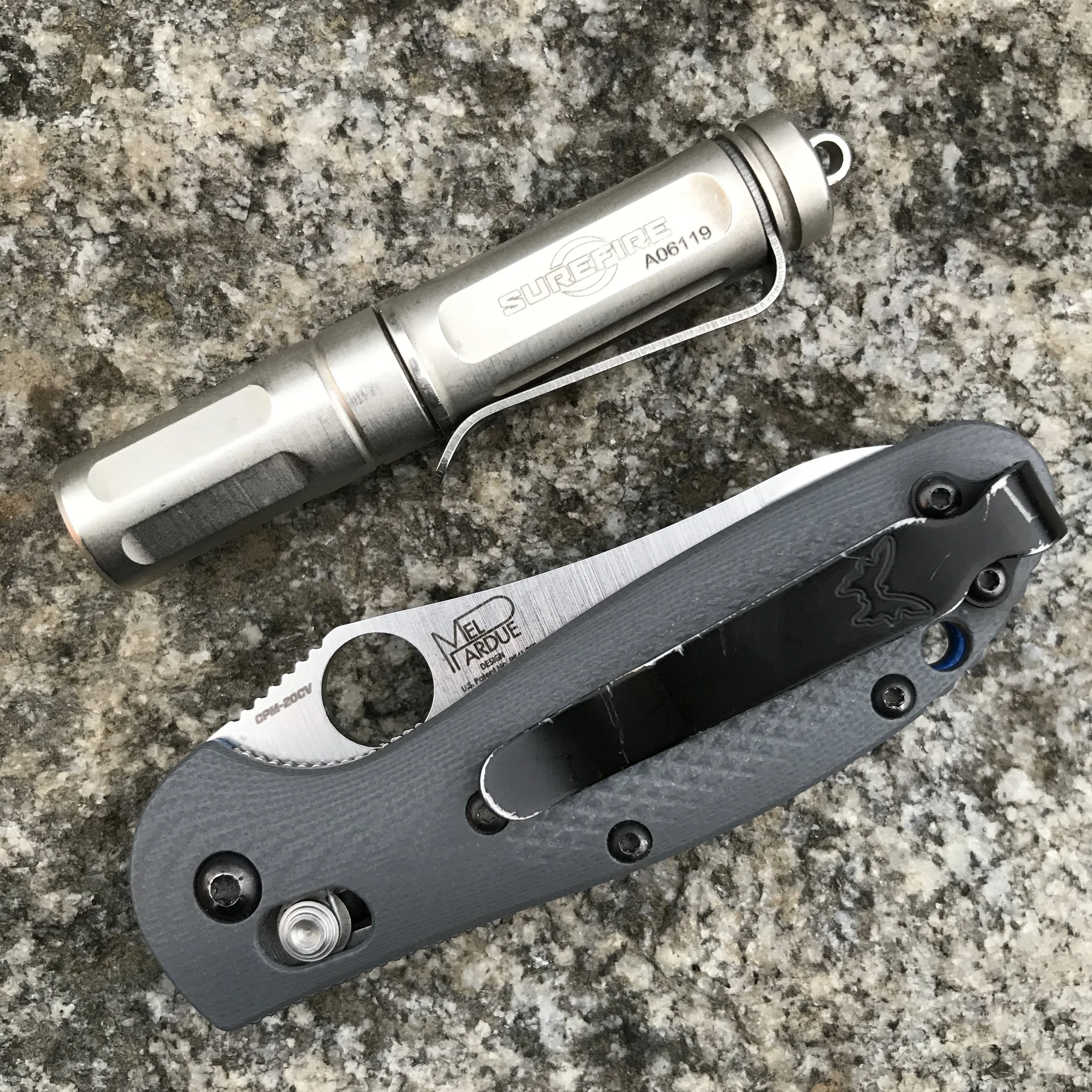 Benchmade 555-1 and the Surefire Titan Plus