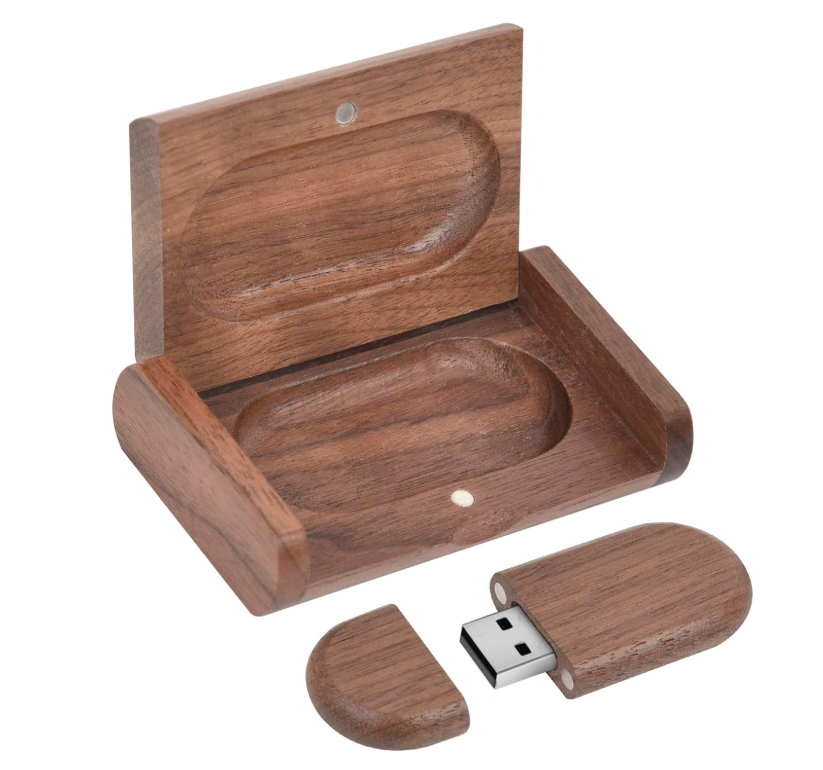 Walnut USB Drive with Magnetic Storage Box