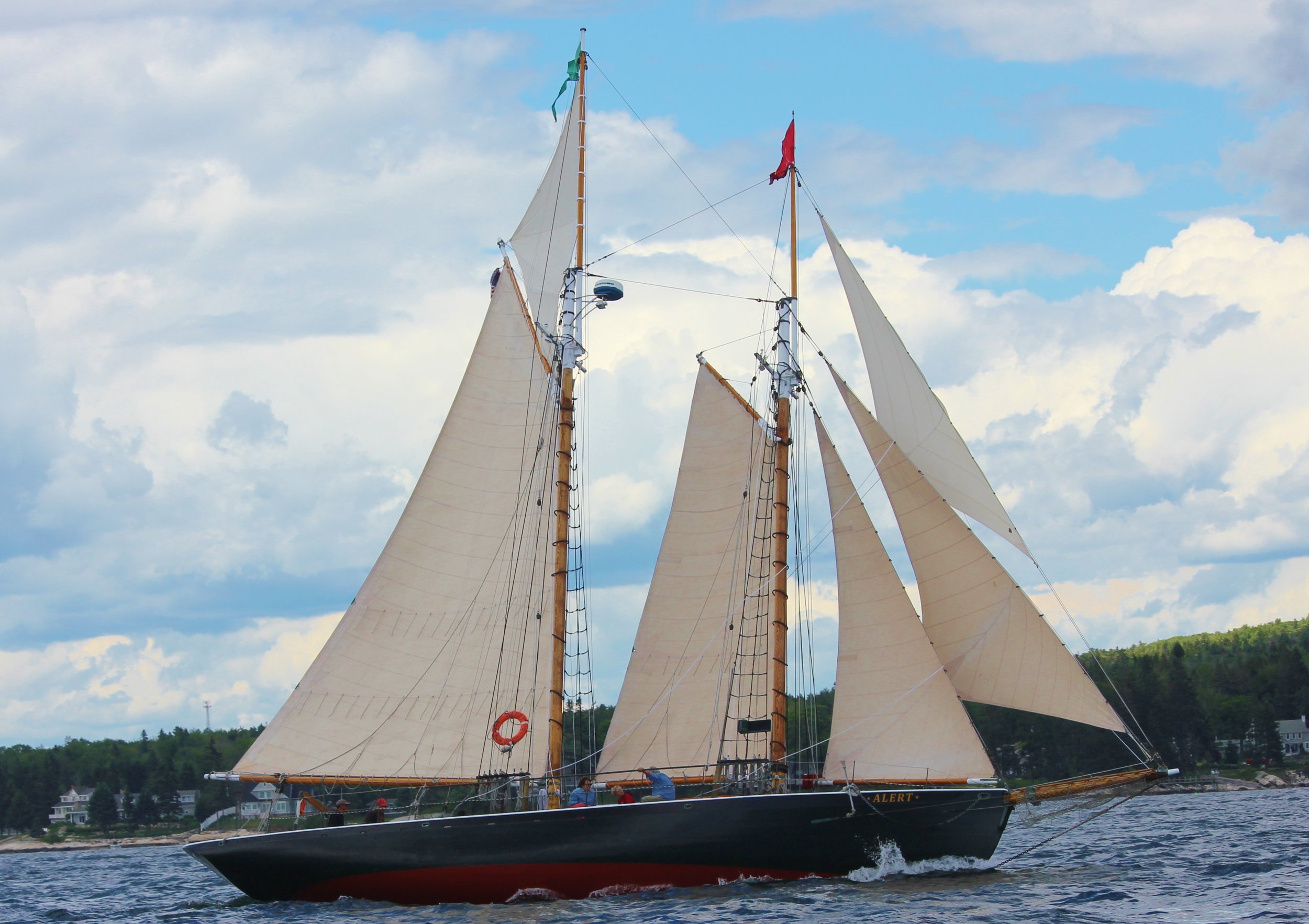 Schooner Alert Gets Ready to Enter the Harbor