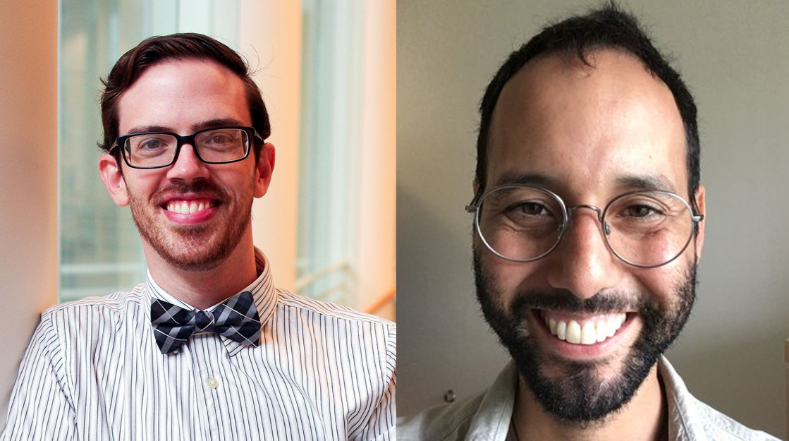 Left: Evan Meszaros, Research Services Librarian Right: Mark Clemente, Scholarly Communications Librarian