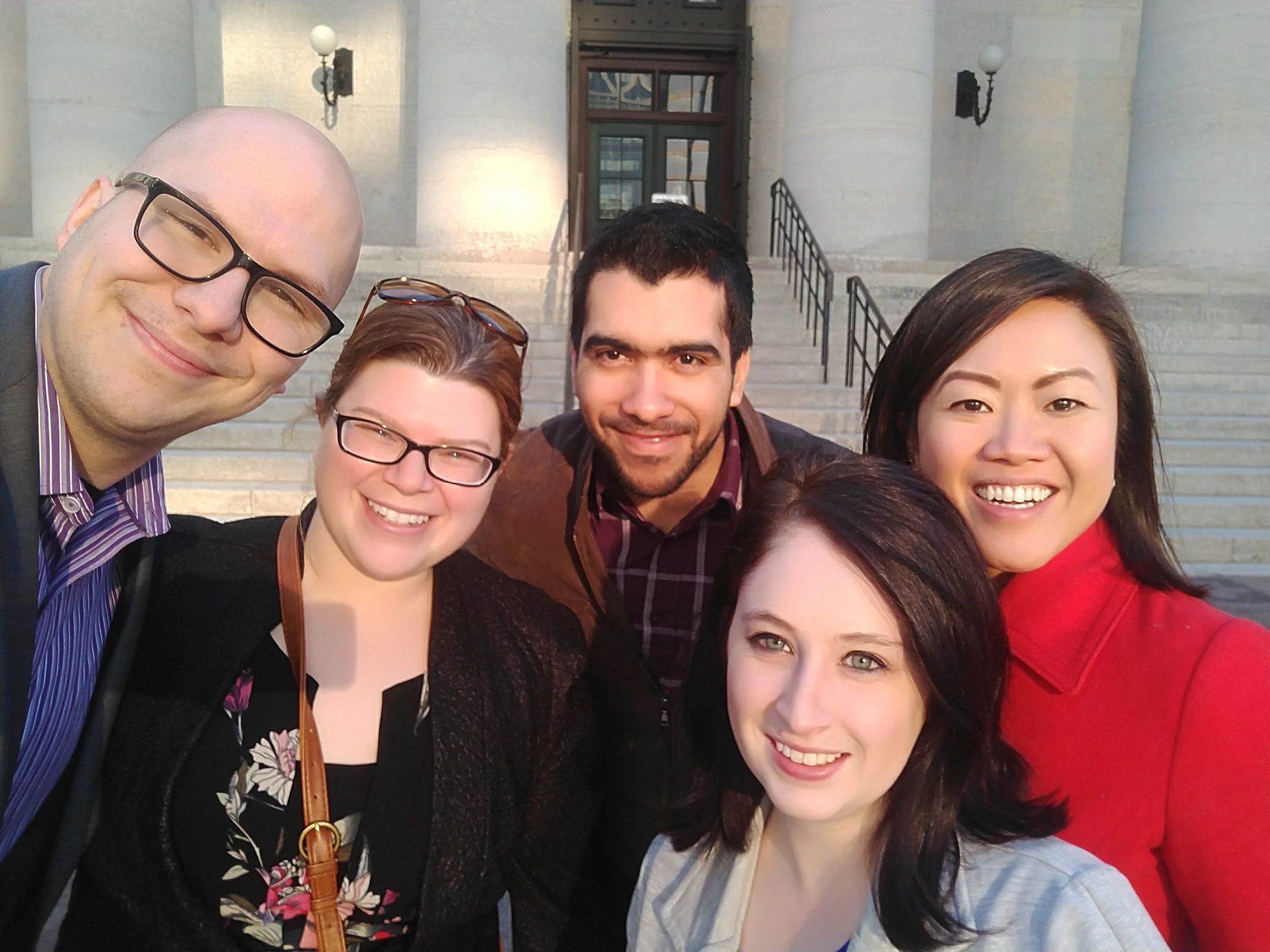 The team outside the Ohio Statehouse before we begin our day advocating for science. Left to Right: Bill Lenart, Marie McCausland, Caroline Schuerger, and K-Ann Buela