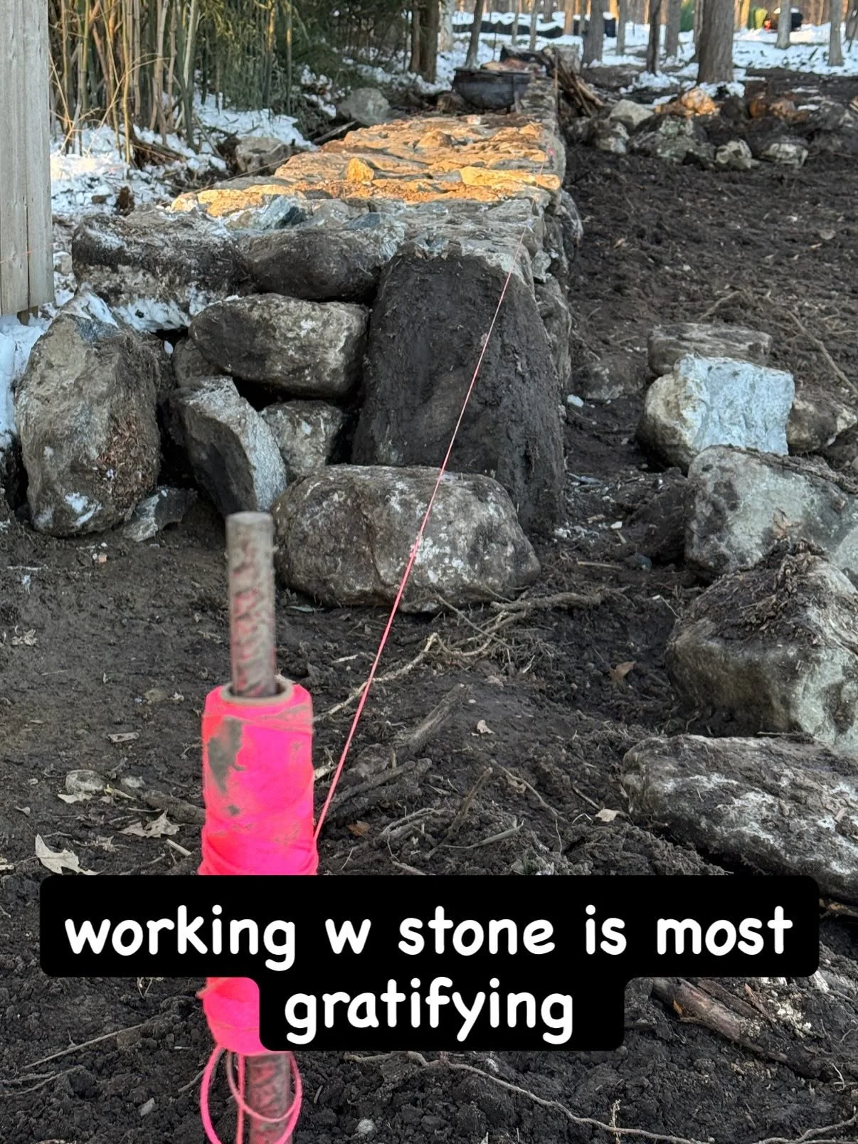 This week on the farm. Frozen wetlands, sub zero temps, &amp; building walls. Working with stone is most gratifying.