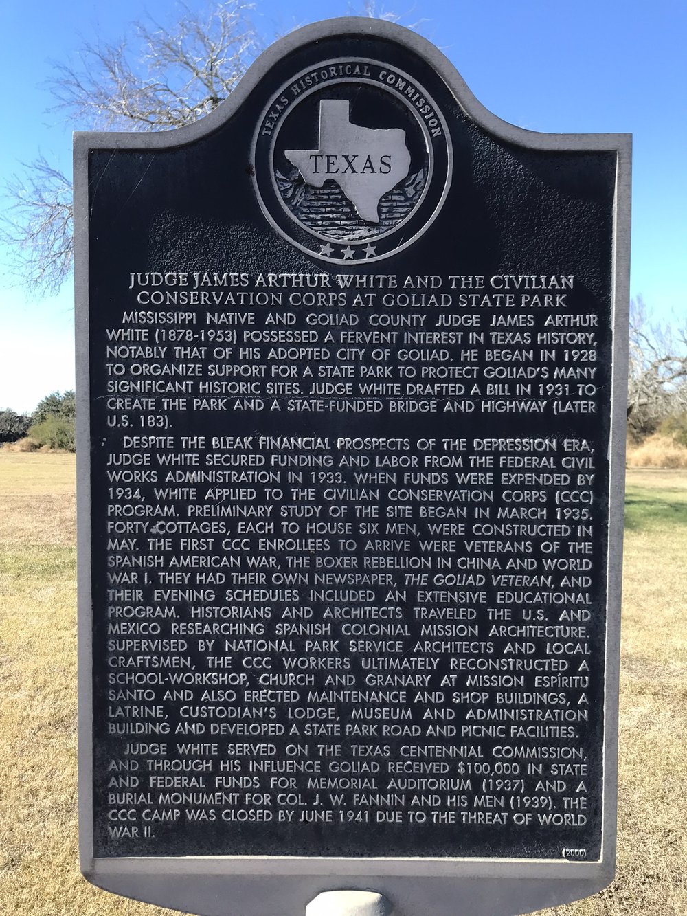 Judge James Arthur White and the Civilian Conservation Corps at Goliad State Park