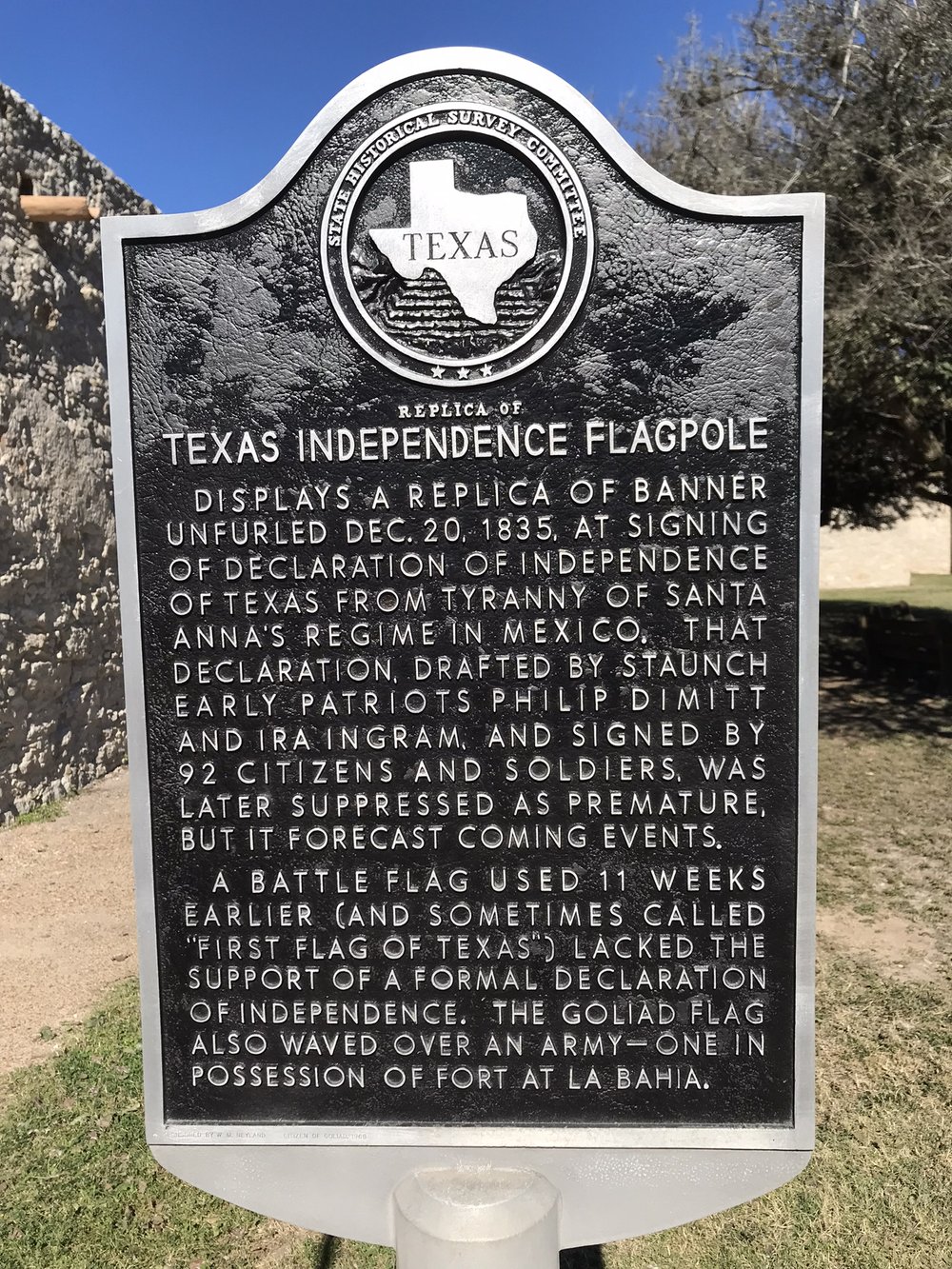 Replica of Texas Independence Flagpole