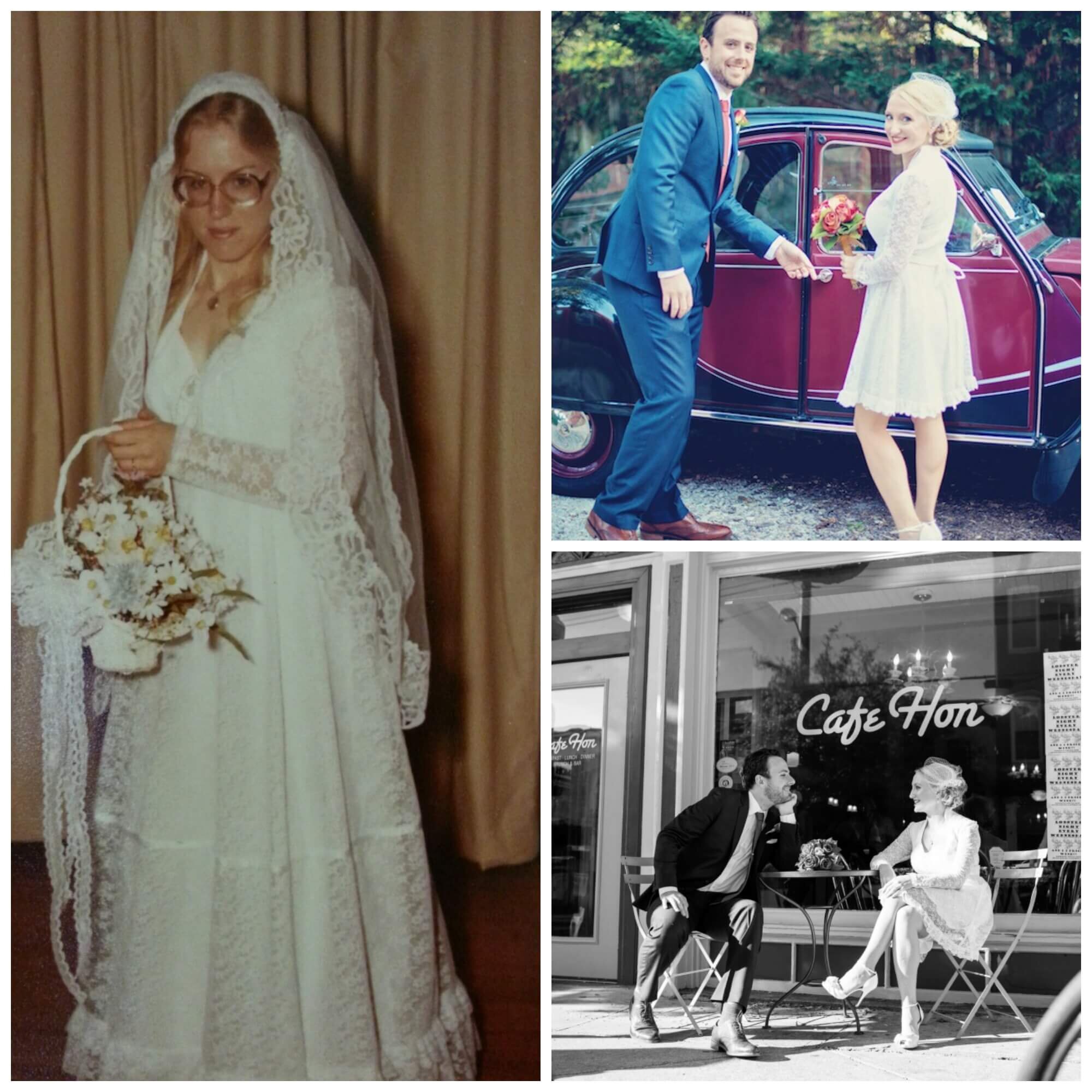 before and after bridal vintage dress restyling