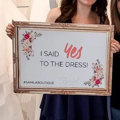 Woman saying yes to the dress at The Wedding Dresser