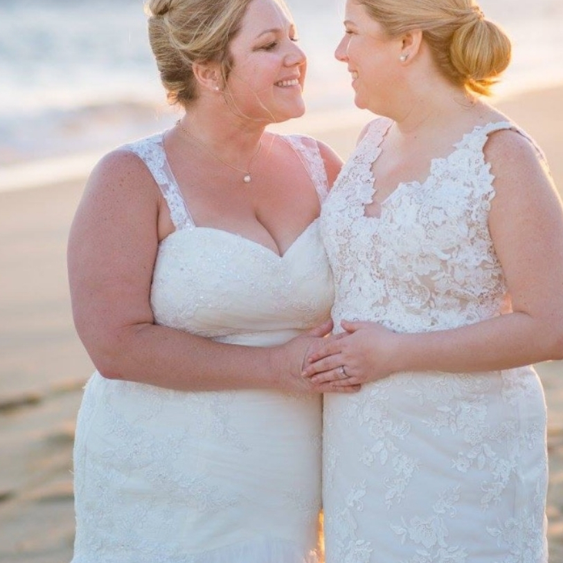 brides wearing altered wedding dresses