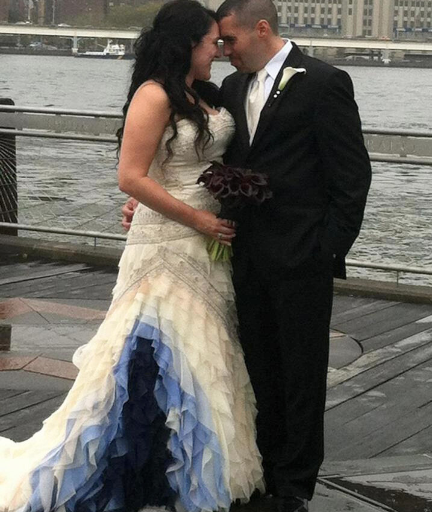 Custom dyed skirt for a bride's wedding dress